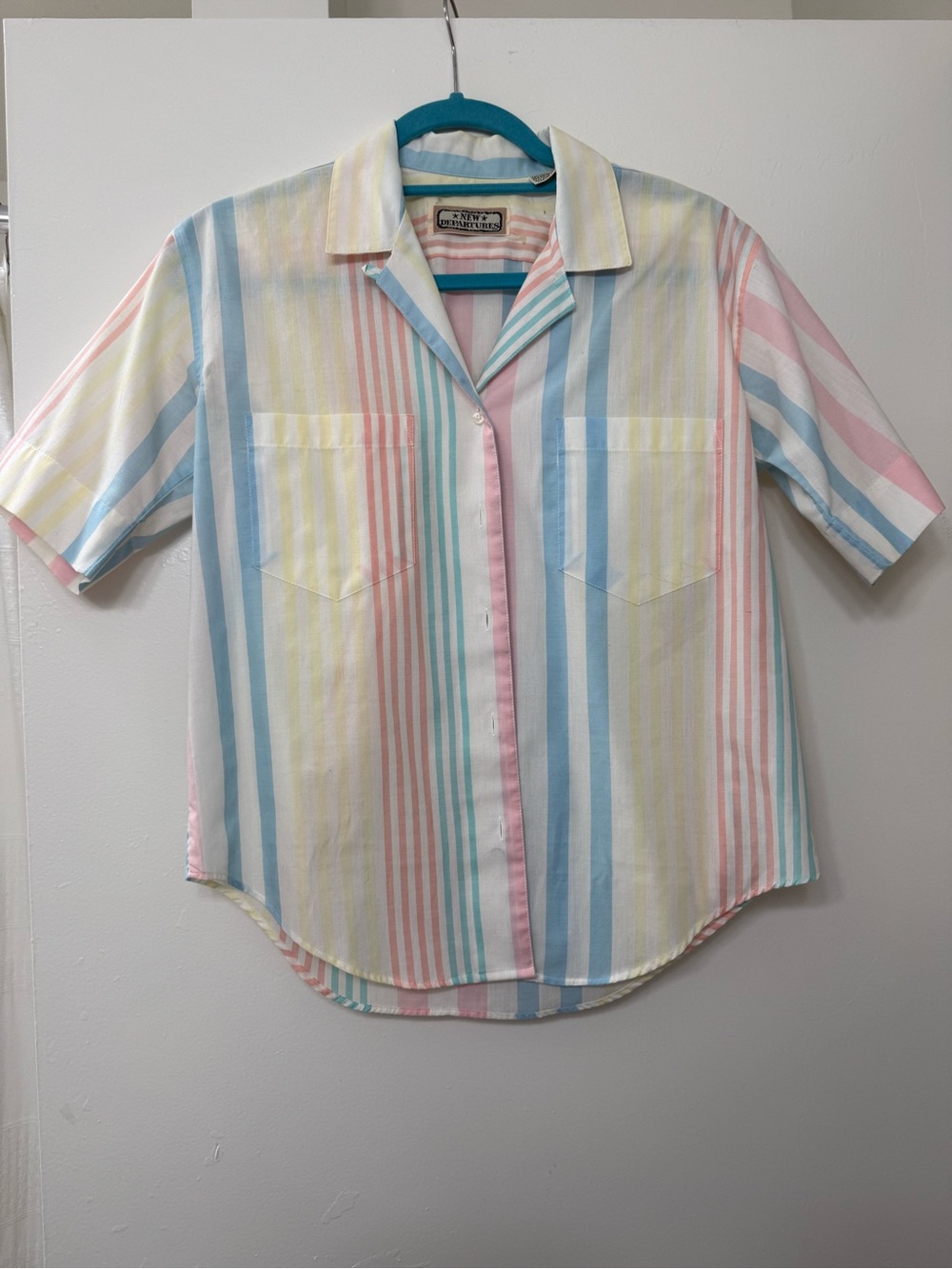 Vintage Striped Pastel Button-Up Shirt - Multicolor